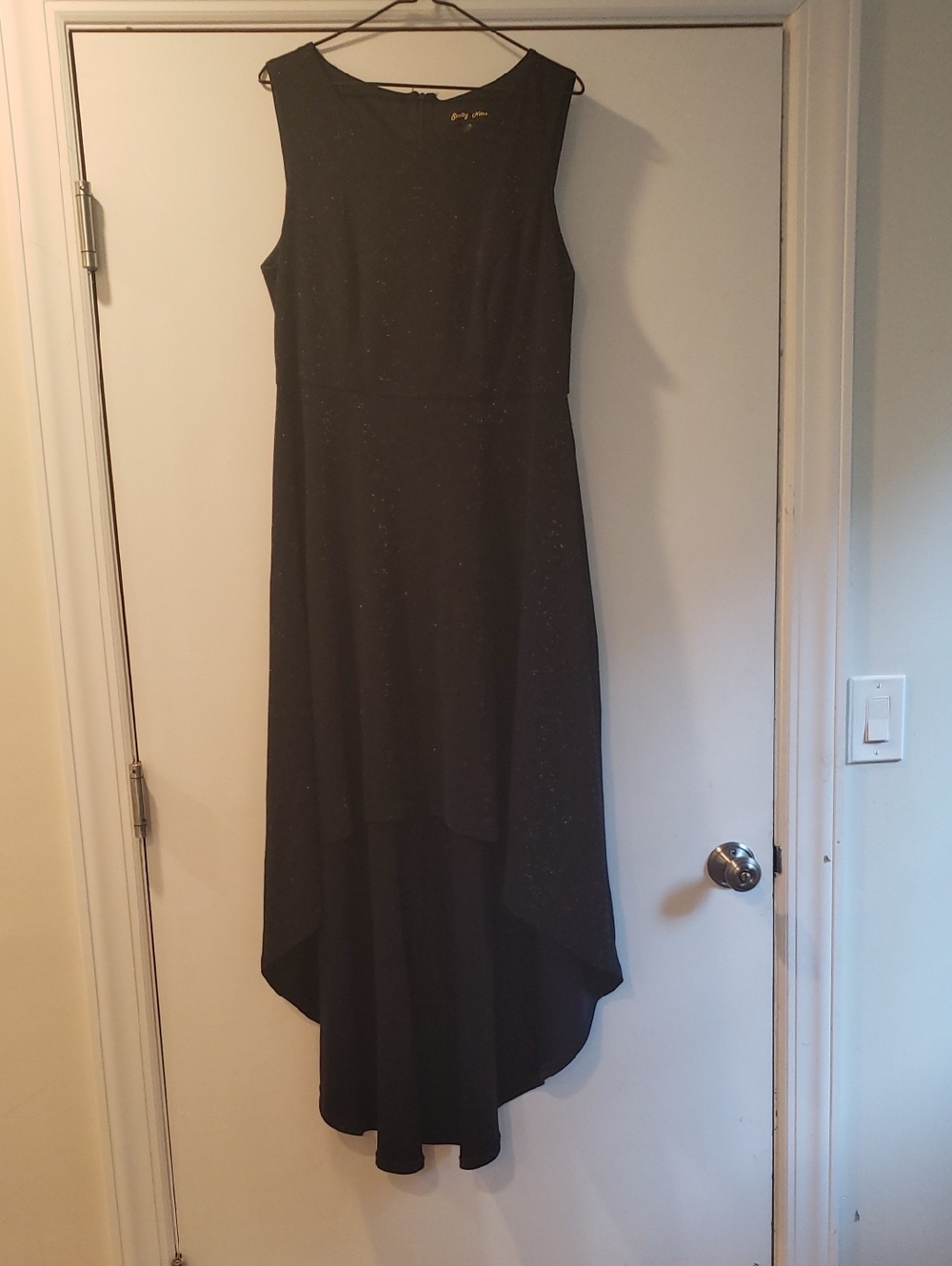 Sleeveless Navy With Silver Shimmer High-Low Evening Dress